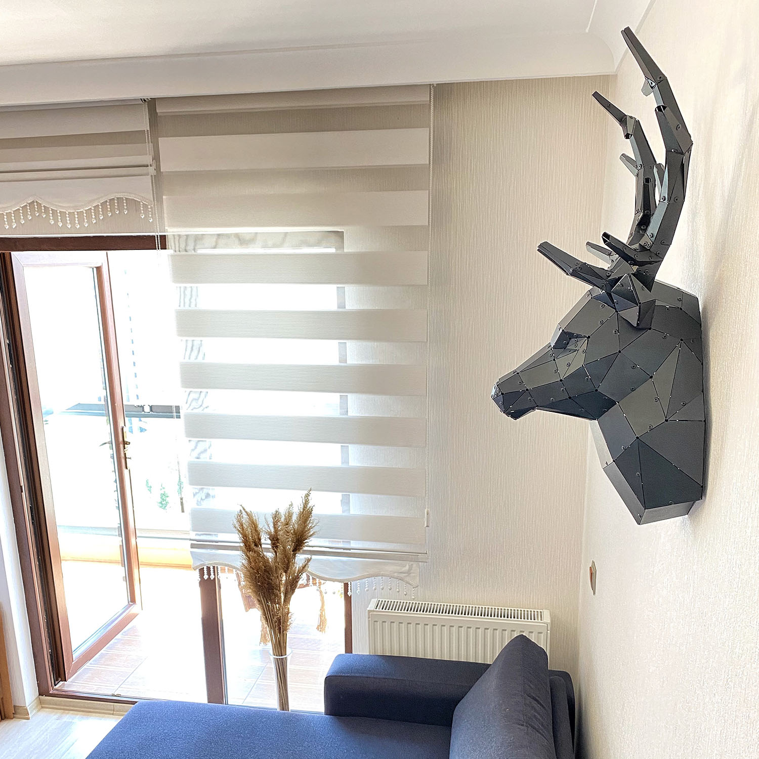 GEYİK BAŞI V2 | 3D Metal Geyik Başlığı Ev Ofis Hayvan Duvar Dekoru -M