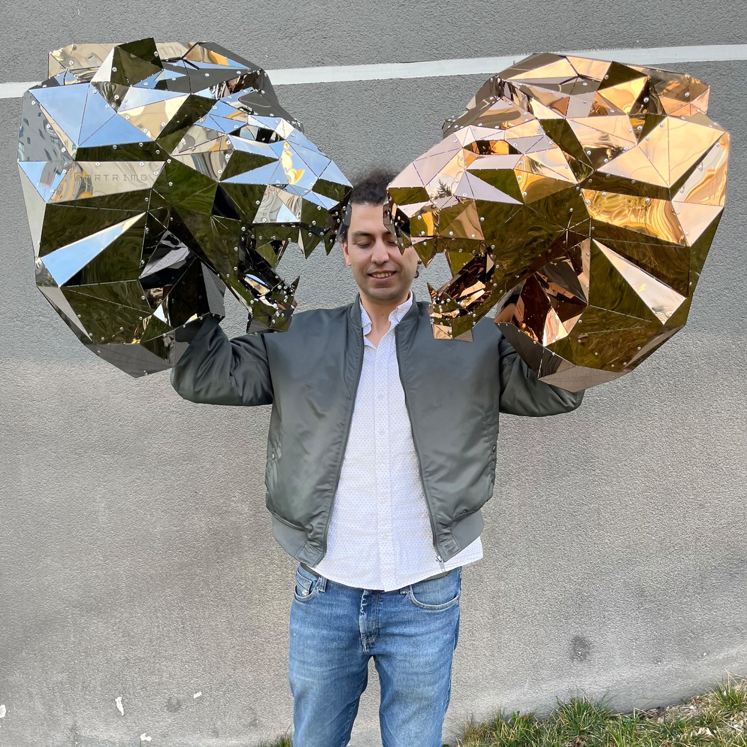 Lion Head Version 2 L Titanium-Coated Stainless Steel Decor