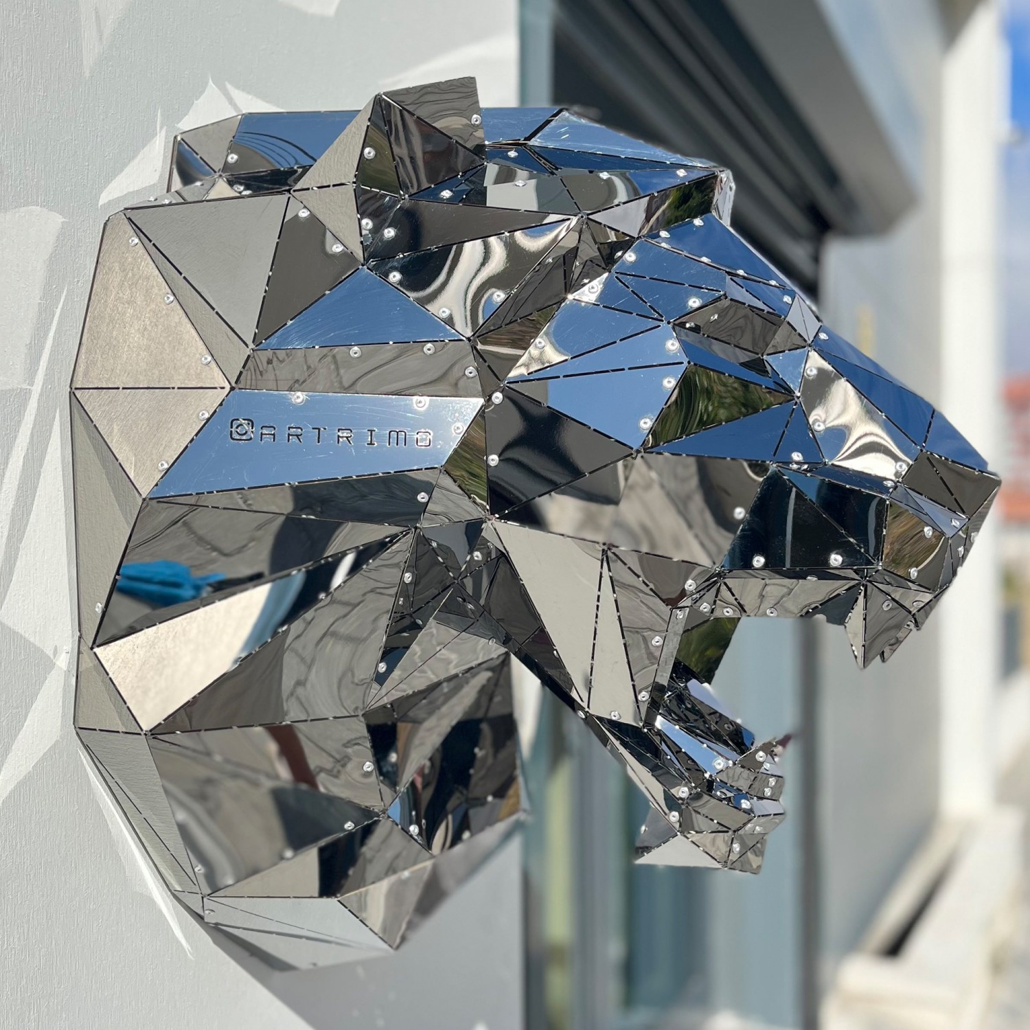 Lion Head Version 2 L Titanium-Coated Stainless Steel Decor