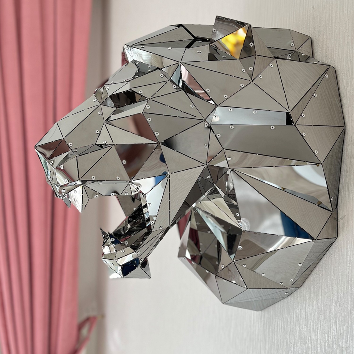 Lion Head Version 2 L Titanium-Coated Stainless Steel Decor