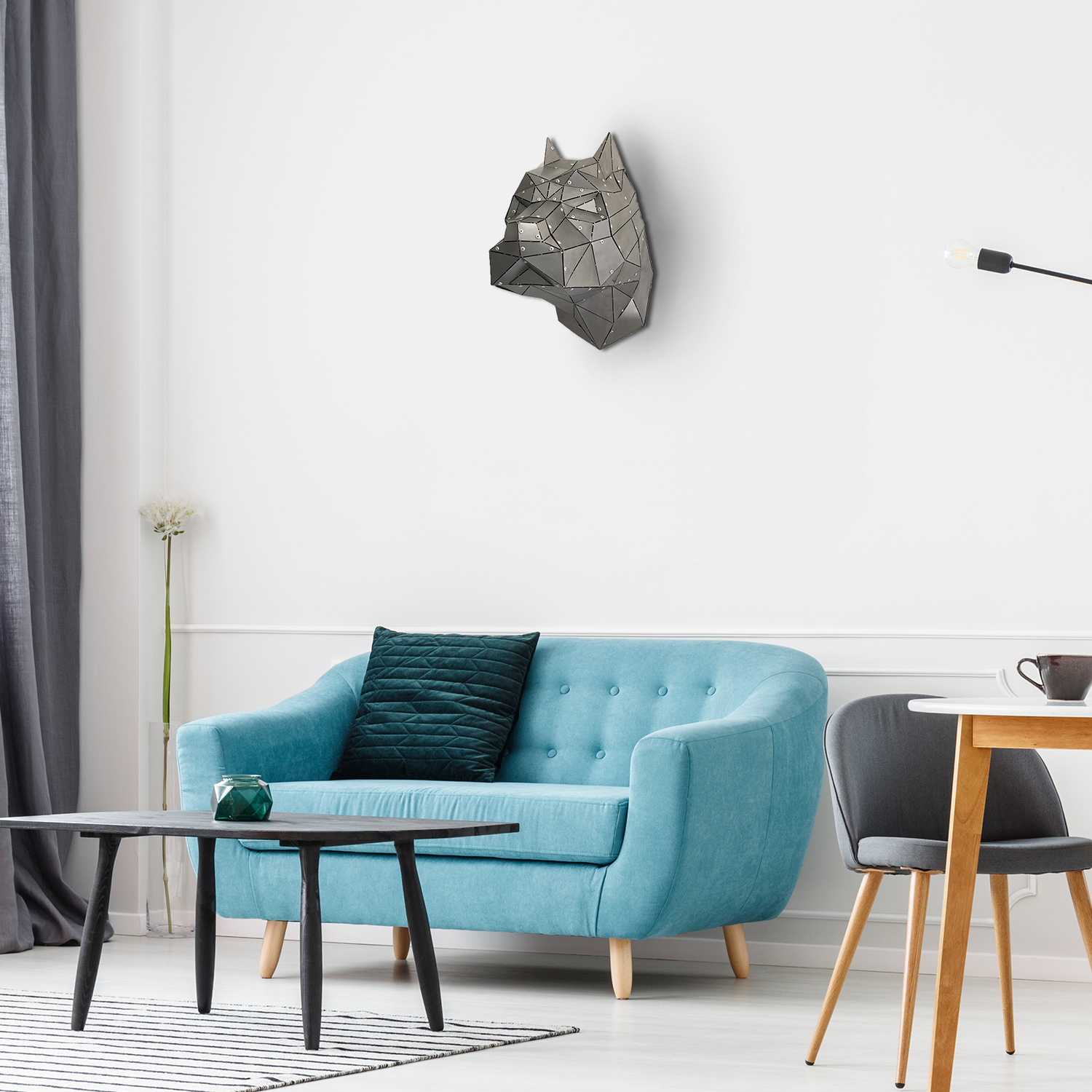 PITBULL | 3D Metal  Pitbull Kafa Hayvan Evcil Hayvan Kliniği Duvar Dekoru -M