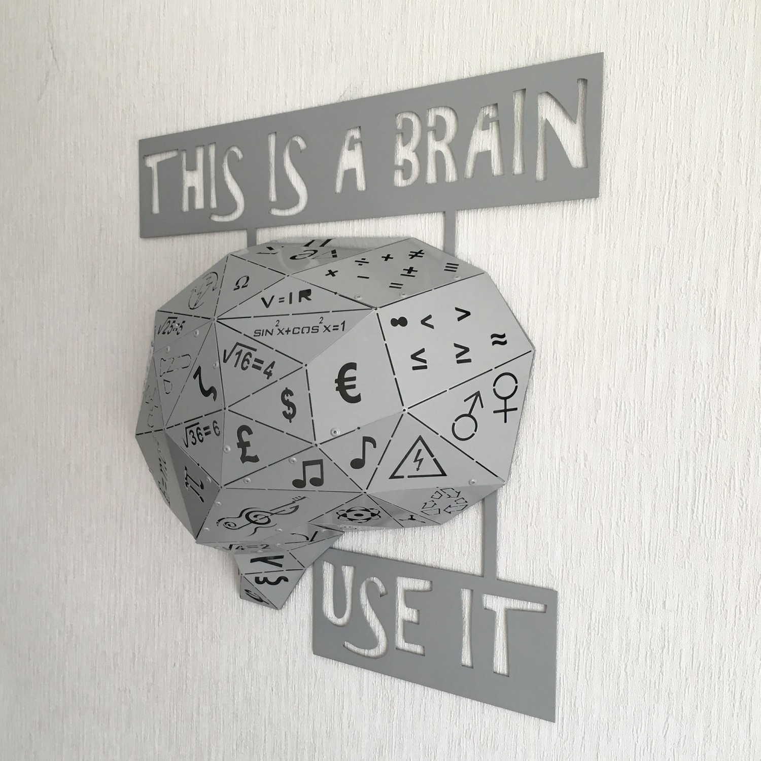 DIES IST EIN GEHIRN V1 | 3D Metal Gehirn-förmige Wanddekoration-M